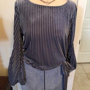 Velvet Burnout Side Tie Bell Sleeve